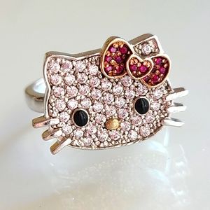 Sterling Silver Hello Kitty Cubic Zirconia Ring